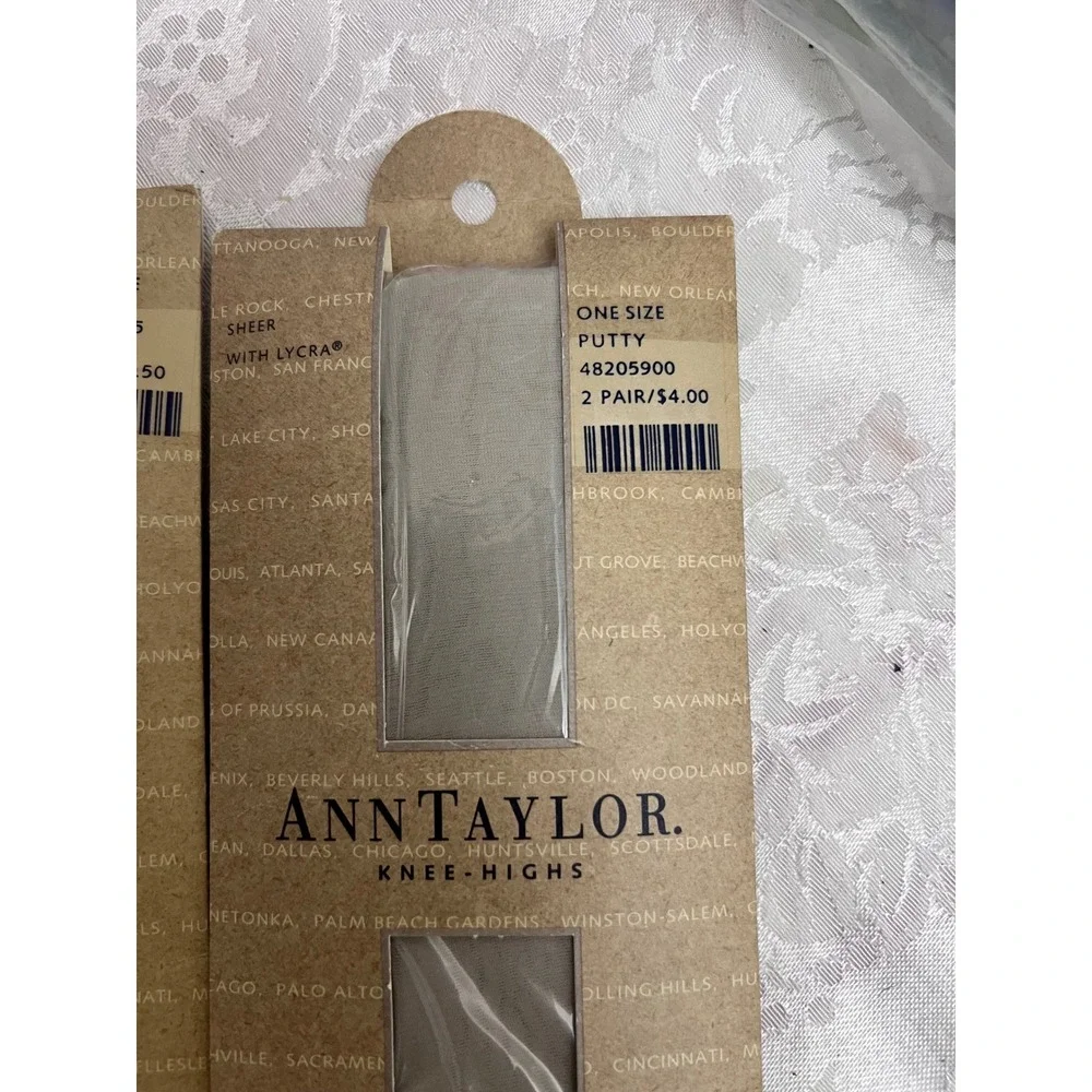 Ann Taylor Sheer Knee High Stockings Lot of 3 Ivory Putty 6 Pairs Total NIB